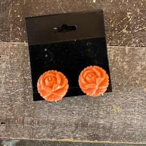 Carved Bakelite screw back earrings